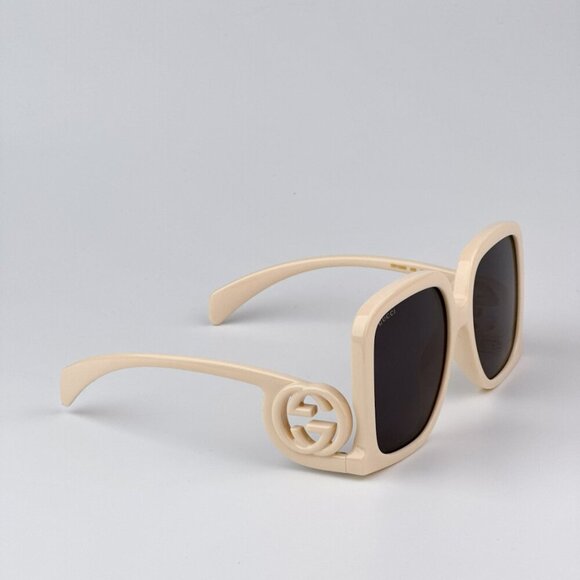 Gucci GG1326S 009 BRAND NEW Sunglasses Ivory Grey Mirror Oversized Square Women